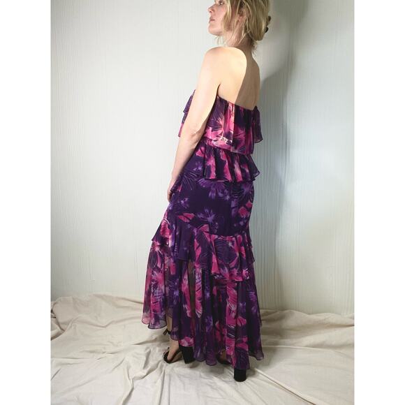 MISA LOS ANGELES Purple Floral Ruffled Off the Shoulder Maxi Dress US MEDIUM - Picture 12 of 15